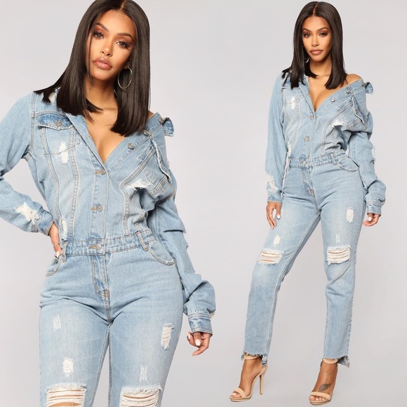 long sleeve jean romper